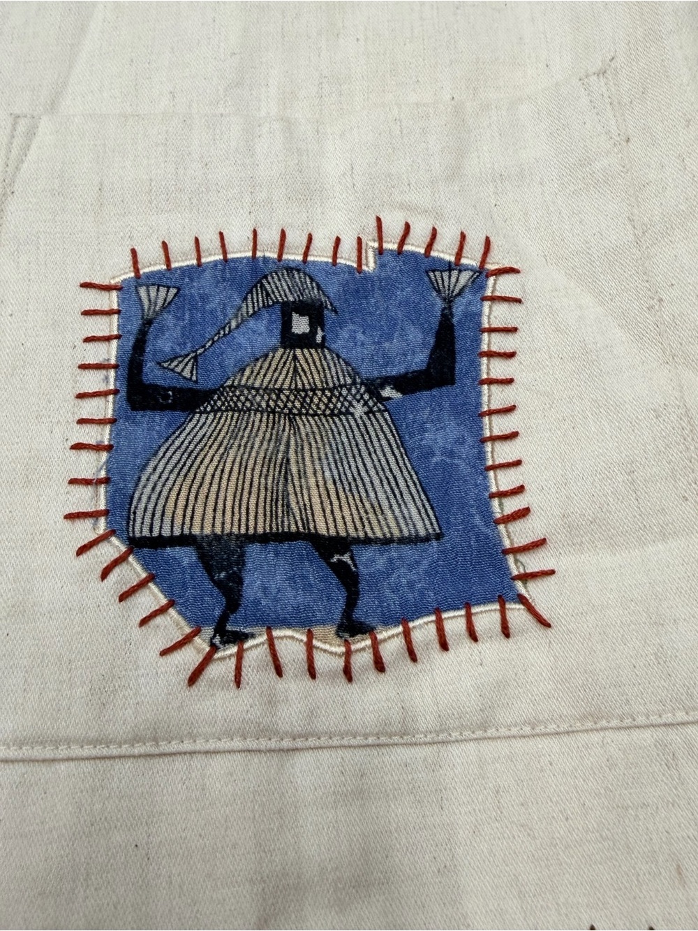 Vintage Rafia Studio Linen Cotton Art Wear Jacket Petite Fish Dancer Chevron EUC - Picture 5 of 10